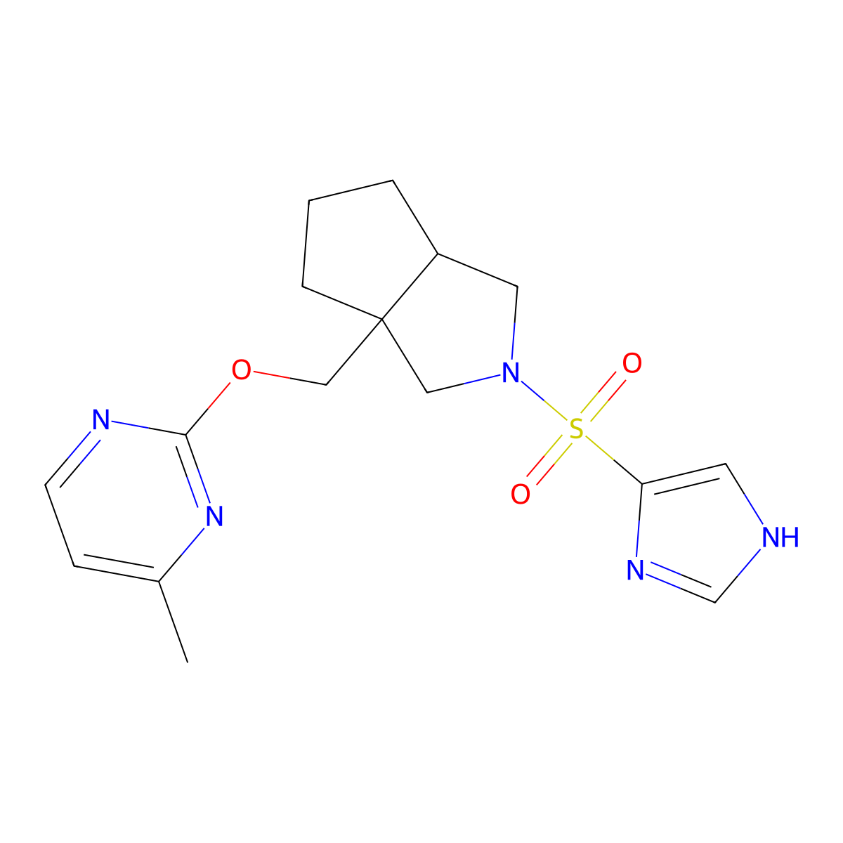 2-{[2-(1H-imidazole-4-sulfonyl)-octahydrocyclopenta[c]pyrrol-3a-yl]methoxy}-4-methylpyrimidine molecular structure, CAS 2640952-09-4