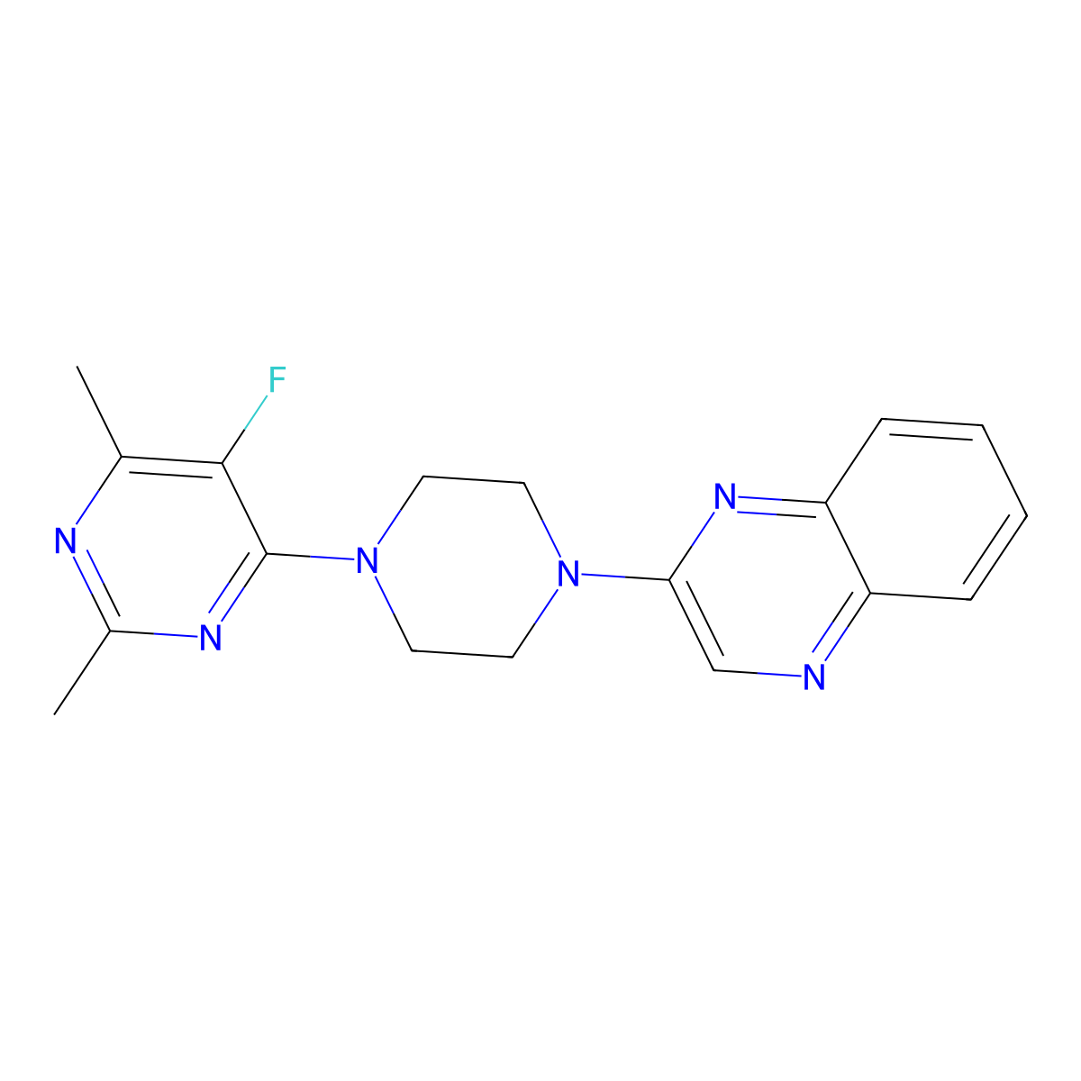 2-[4-(5-Fluoro-2,6-dimethylpyrimidin-4-yl)piperazin-1-yl]quinoxaline molecular structure, CAS 2640952-13-0