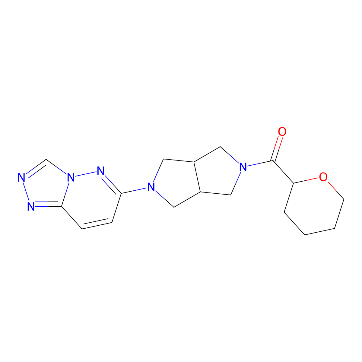 2-(Oxane-2-carbonyl)-5-{[1,2,4]triazolo[4,3-b]pyridazin-6-yl}-octahydropyrrolo[3,4-c]pyrrole molecular structure, CAS 2640952-15-2