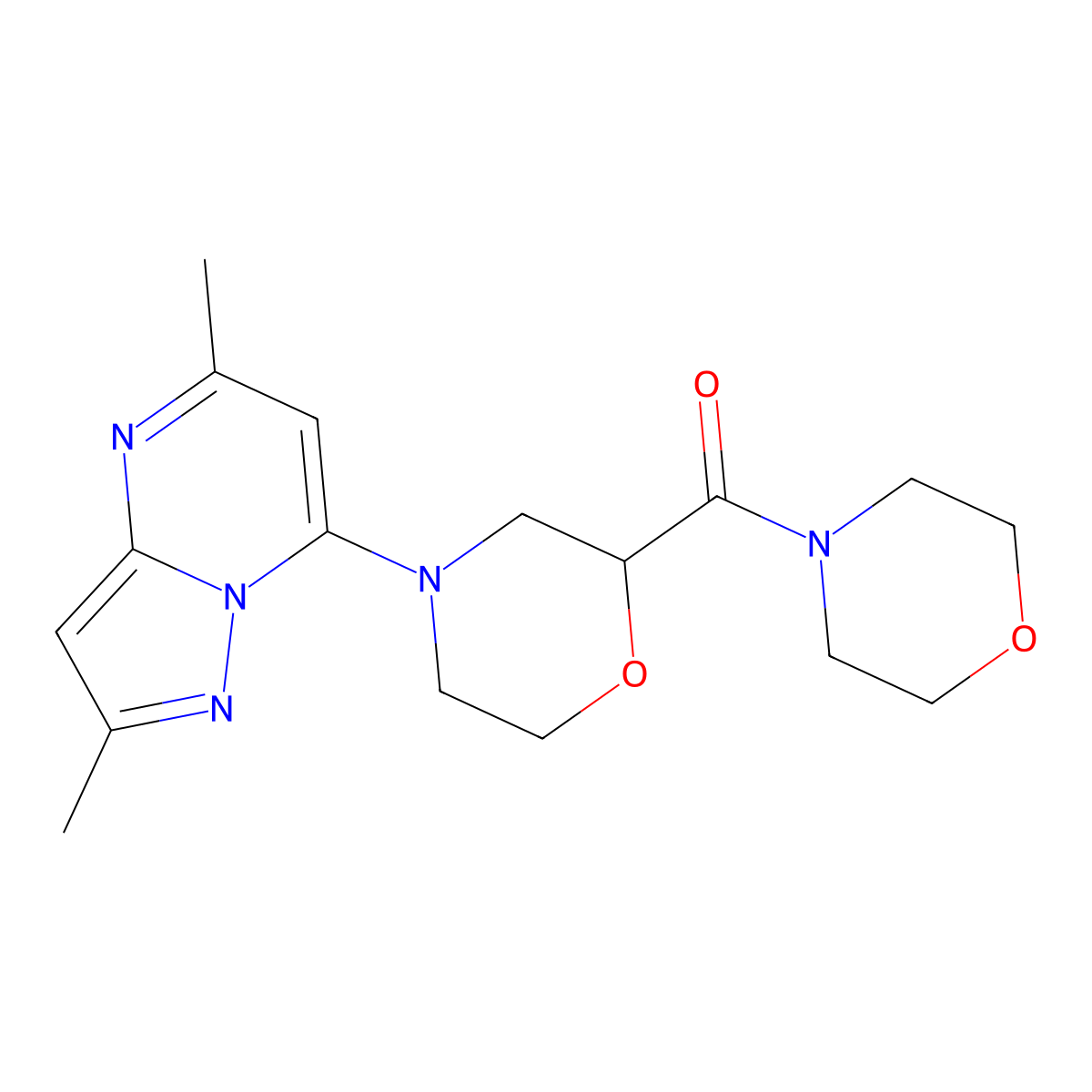 4-{2,5-Dimethylpyrazolo[1,5-a]pyrimidin-7-yl}-2-(morpholine-4-carbonyl)morpholine molecular structure, CAS 2640952-17-4