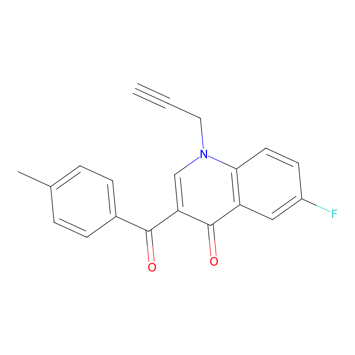 6-Fluoro-3-(4-methylbenzoyl)-1-(prop-2-yn-1-yl)-1,4-dihydroquinolin-4-one molecular structure, CAS 2640952-30-1