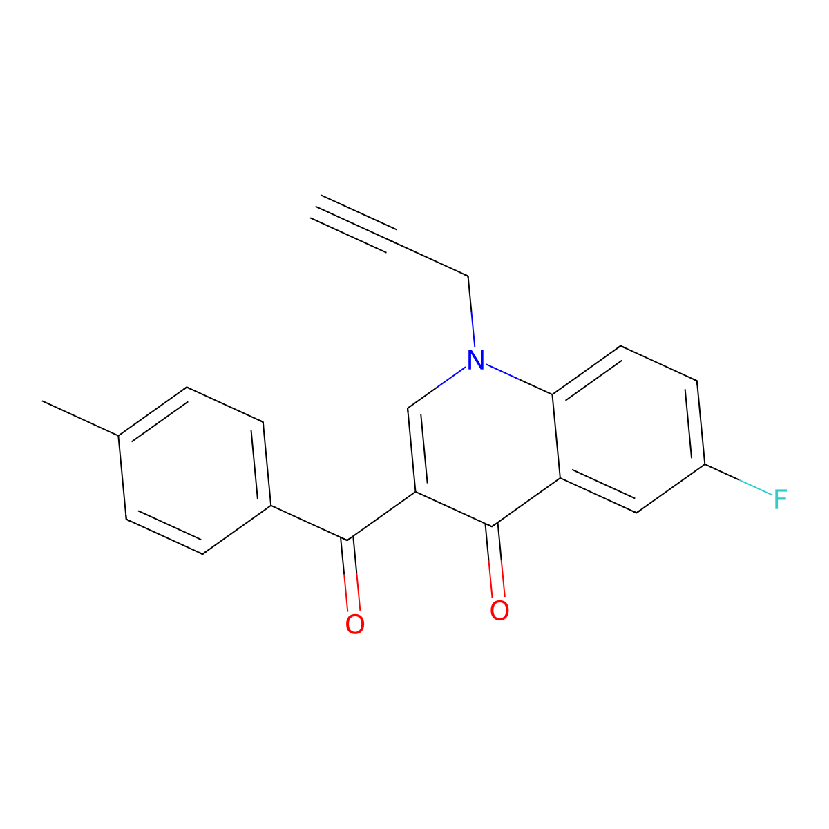 6-Fluoro-3-(4-methylbenzoyl)-1-(prop-2-yn-1-yl)-1,4-dihydroquinolin-4-one molecular structure, CAS 2640952-30-1