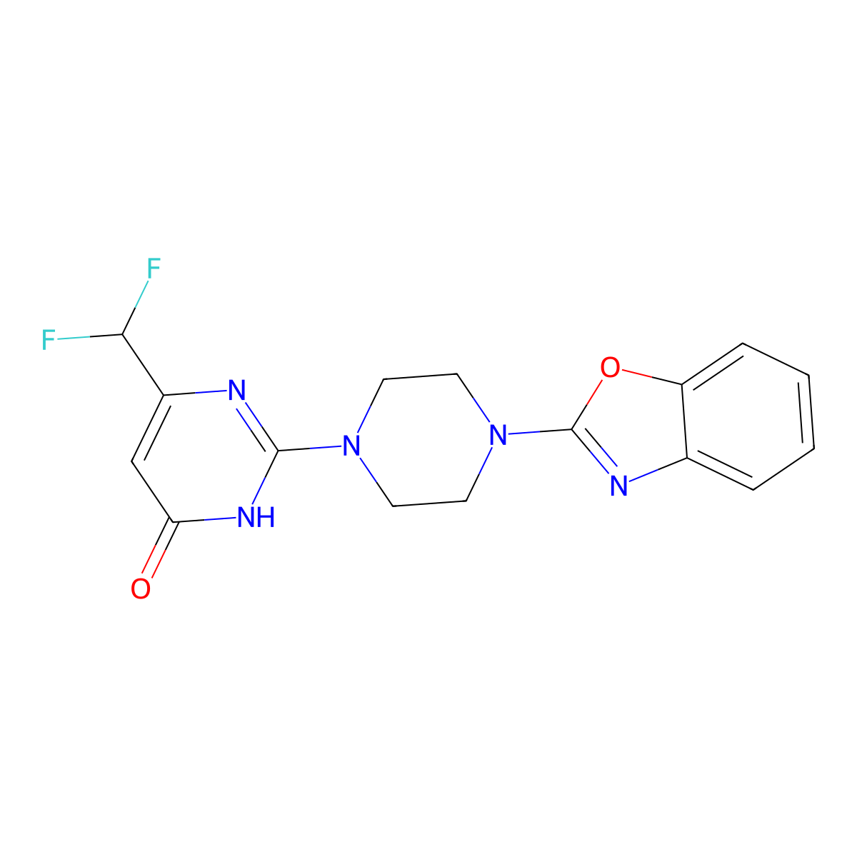 2-[4-(1,3-Benzoxazol-2-yl)piperazin-1-yl]-6-(difluoromethyl)-3,4-dihydropyrimidin-4-one molecular structure, CAS 2640952-43-6