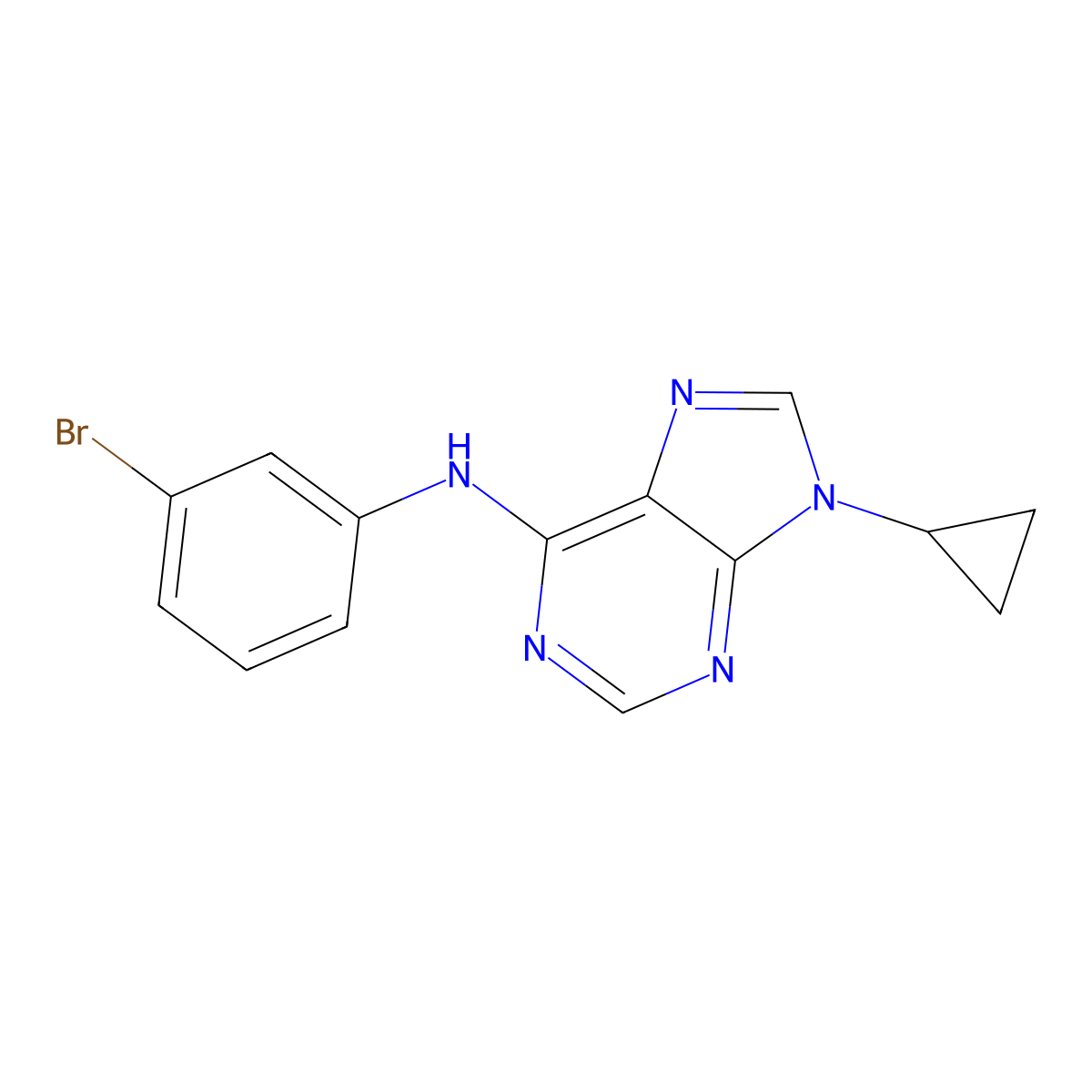 N-(3-bromophenyl)-9-cyclopropyl-9H-purin-6-amine molecular structure, CAS 2640952-49-2