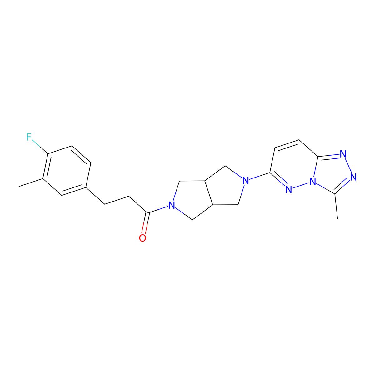 3-(4-Fluoro-3-methylphenyl)-1-(5-{3-methyl-[1,2,4]triazolo[4,3-b]pyridazin-6-yl}-octahydropyrrolo[3,4-c]pyrrol-2-yl)propan-1-one molecular structure, CAS 2640952-55-0