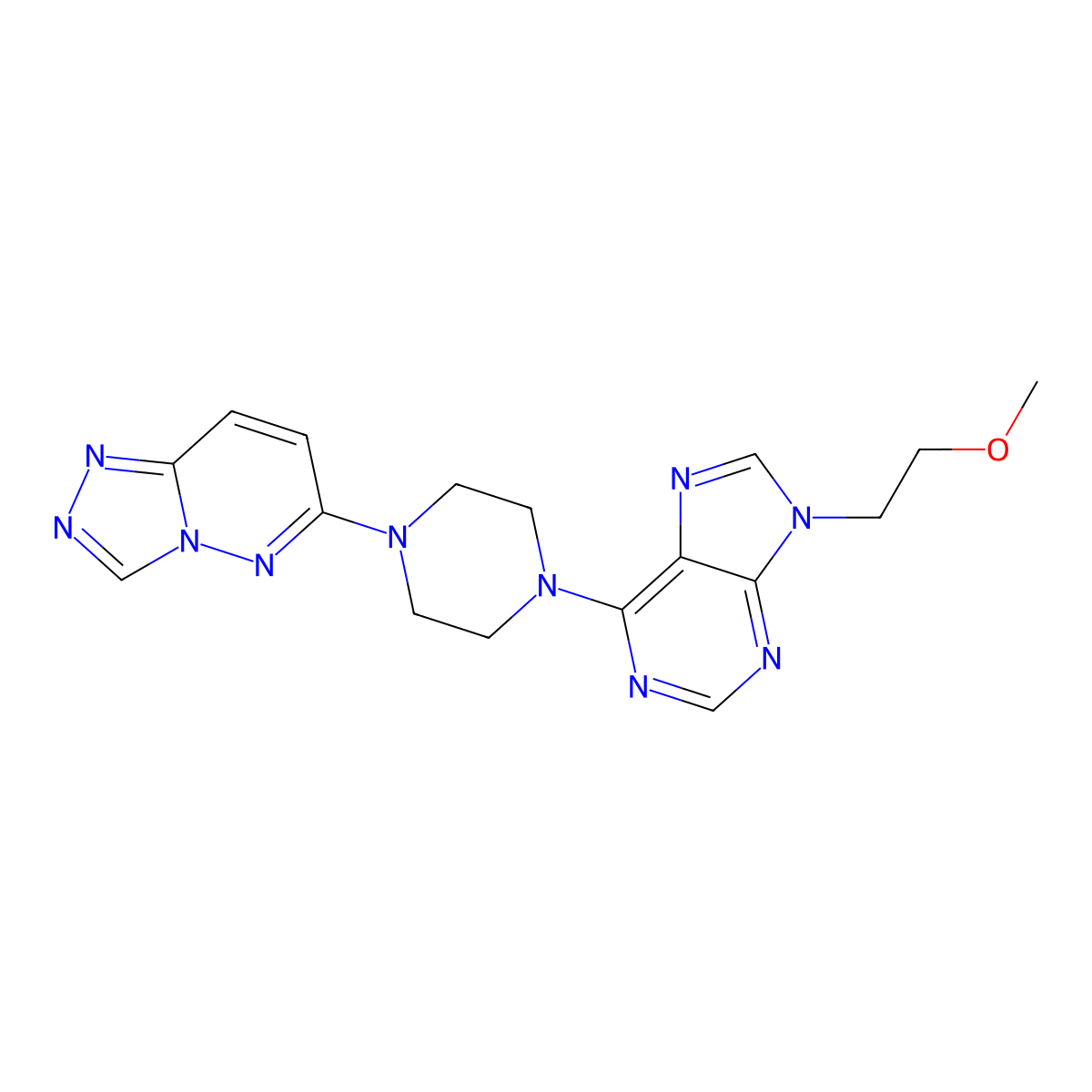 9-(2-methoxyethyl)-6-(4-{[1,2,4]triazolo[4,3-b]pyridazin-6-yl}piperazin-1-yl)-9H-purine molecular structure, CAS 2640952-56-1