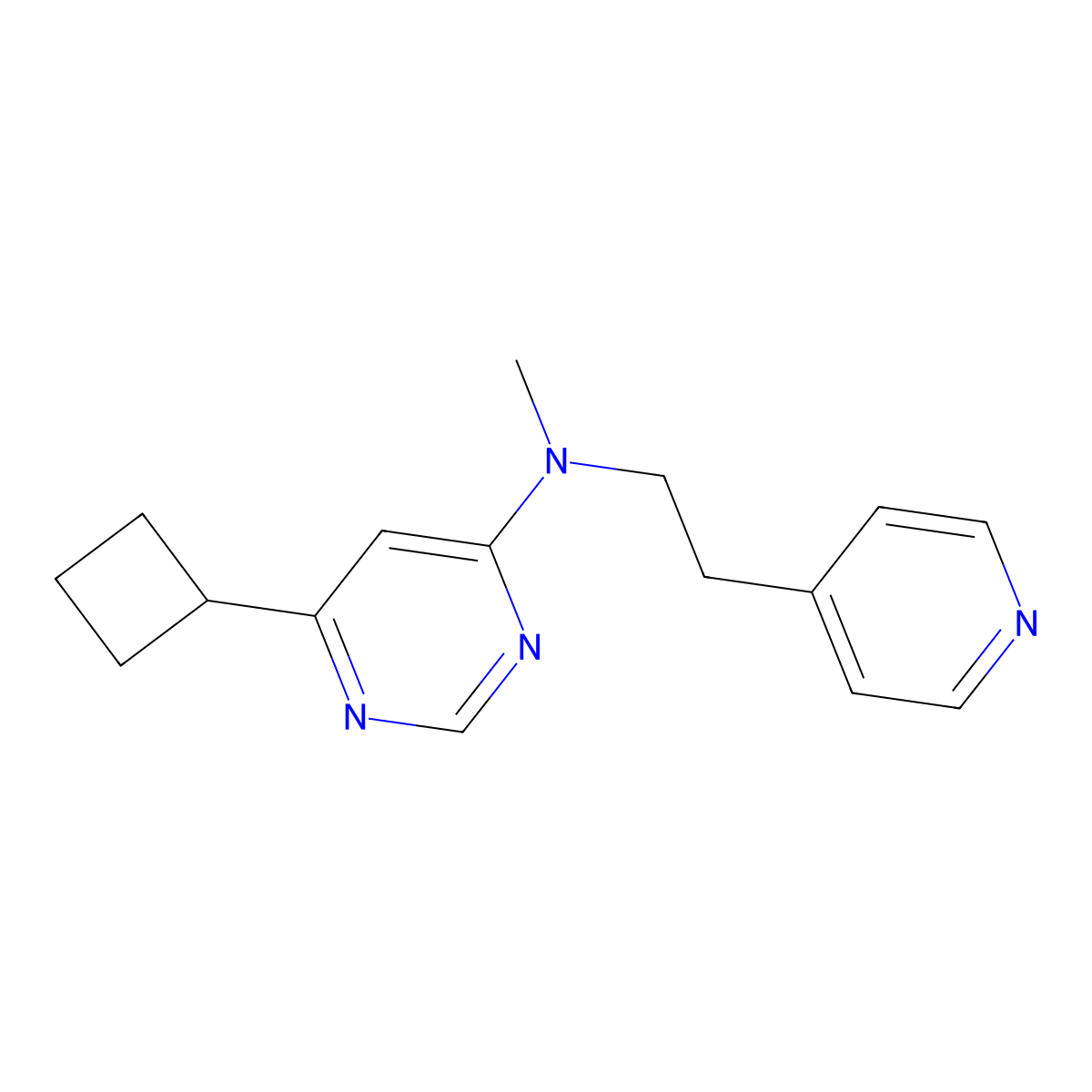 6-cyclobutyl-N-methyl-N-[2-(pyridin-4-yl)ethyl]pyrimidin-4-amine molecular structure, CAS 2640952-59-4