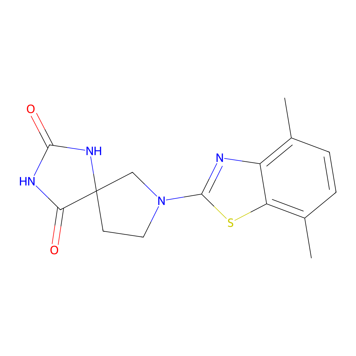 7-(4,7-Dimethyl-1,3-benzothiazol-2-yl)-1,3,7-triazaspiro[4.4]nonane-2,4-dione molecular structure, CAS 2640952-61-8