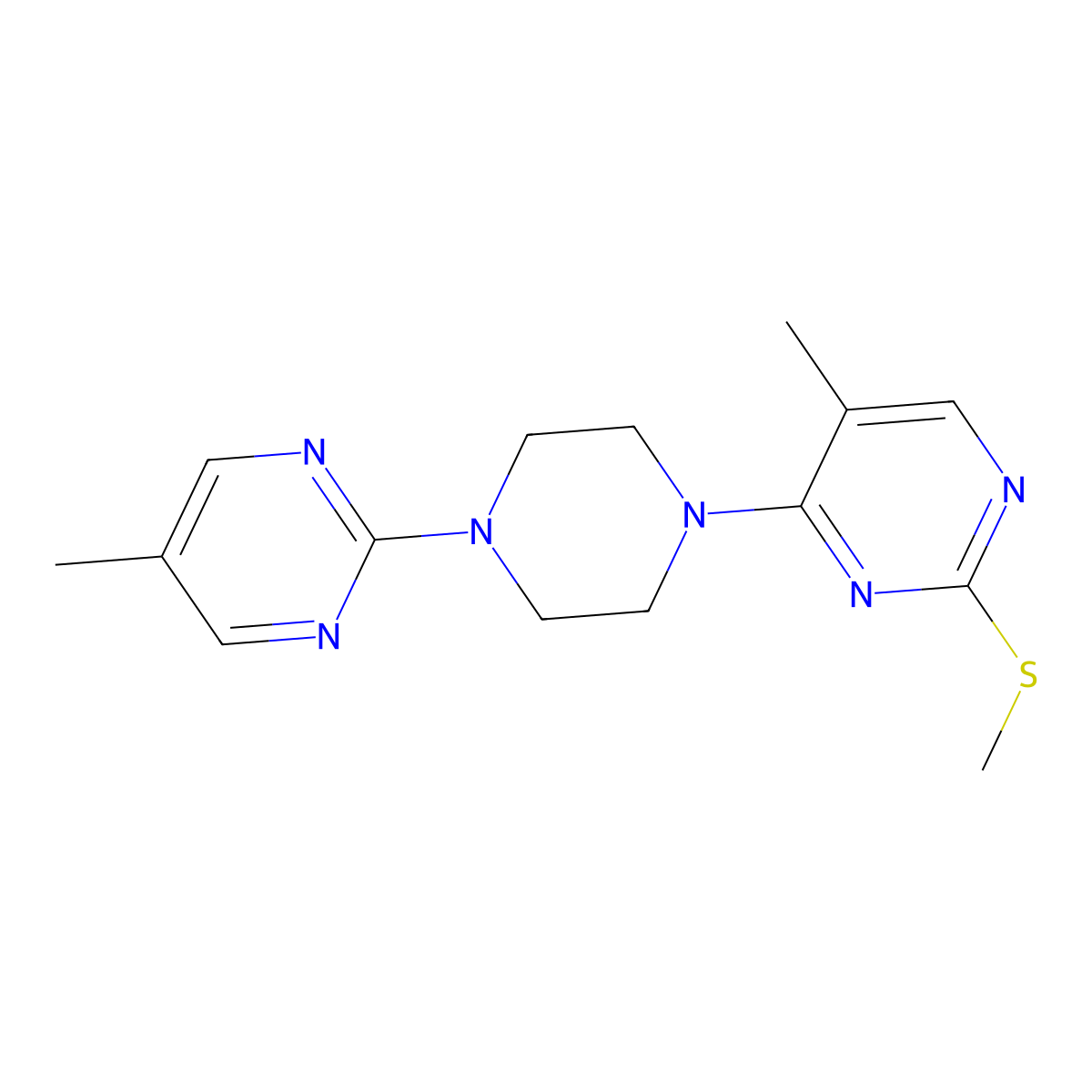 5-Methyl-4-[4-(5-methylpyrimidin-2-yl)piperazin-1-yl]-2-(methylsulfanyl)pyrimidine molecular structure, CAS 2640952-64-1