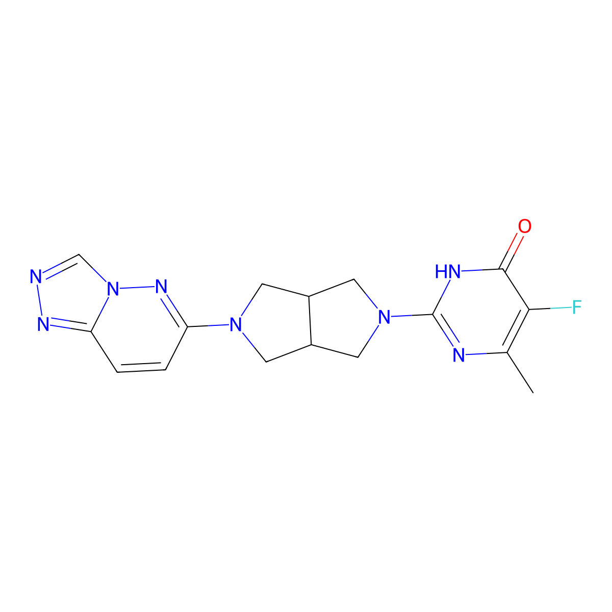 5-Fluoro-6-methyl-2-(5-{[1,2,4]triazolo[4,3-b]pyridazin-6-yl}-octahydropyrrolo[3,4-c]pyrrol-2-yl)-3,4-dihydropyrimidin-4-one molecular structure, CAS 2640952-71-0