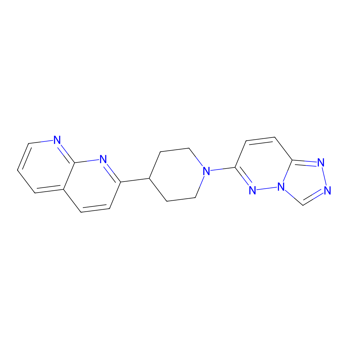 2-(1-{[1,2,4]Triazolo[4,3-b]pyridazin-6-yl}piperidin-4-yl)-1,8-naphthyridine molecular structure, CAS 2640952-75-4