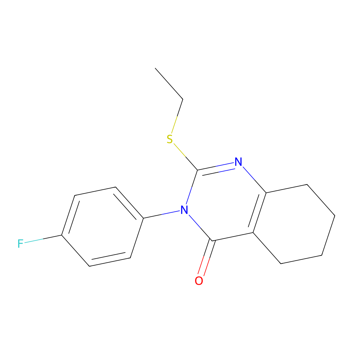 2-(Ethylsulfanyl)-3-(4-fluorophenyl)-3,4,5,6,7,8-hexahydroquinazolin-4-one molecular structure, CAS 2640952-79-8