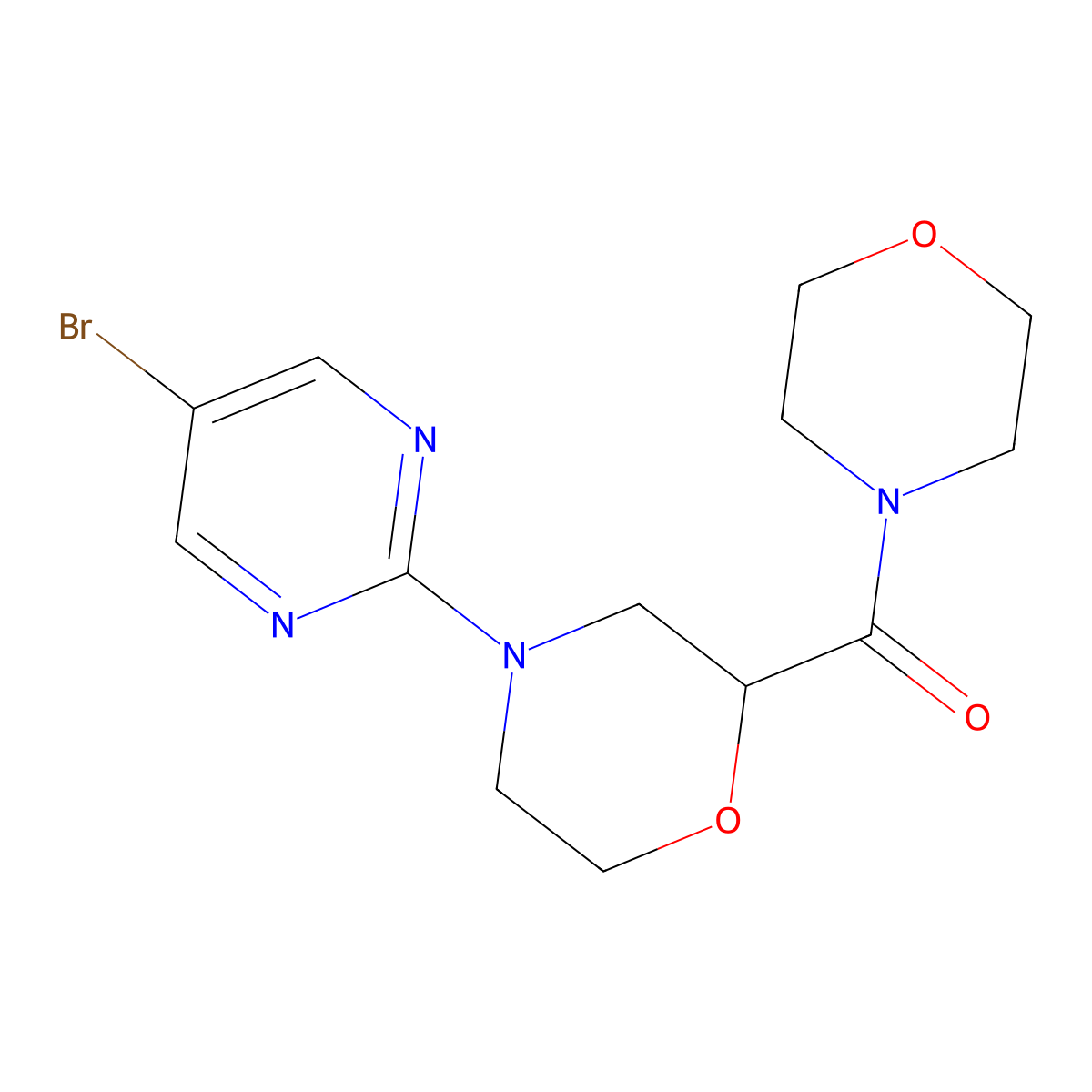 4-(5-Bromopyrimidin-2-yl)-2-(morpholine-4-carbonyl)morpholine molecular structure, CAS 2640952-95-8