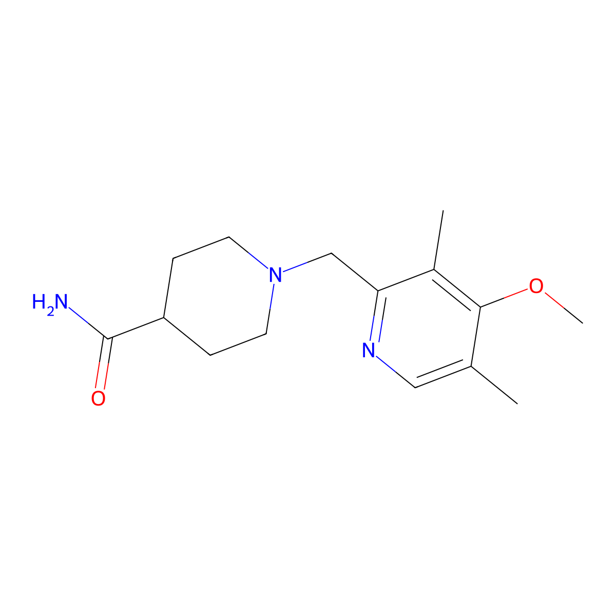 1-[(4-Methoxy-3,5-dimethylpyridin-2-yl)methyl]piperidine-4-carboxamide molecular structure, CAS 2640952-98-1