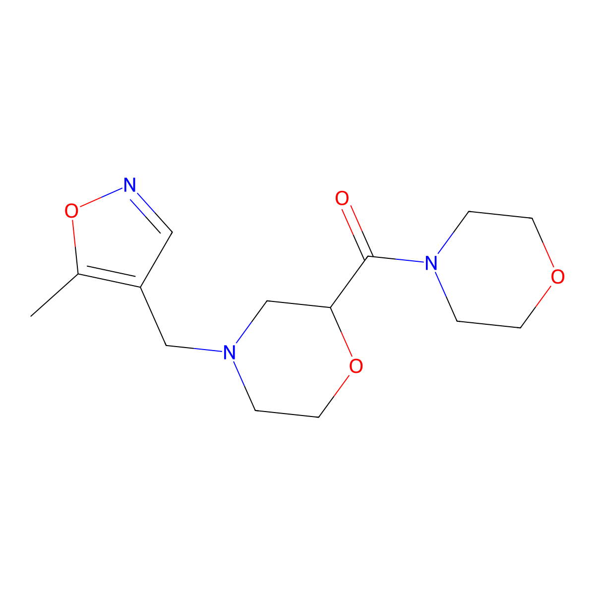 4-[(5-Methyl-1,2-oxazol-4-yl)methyl]-2-(morpholine-4-carbonyl)morpholine molecular structure, CAS 2640952-99-2