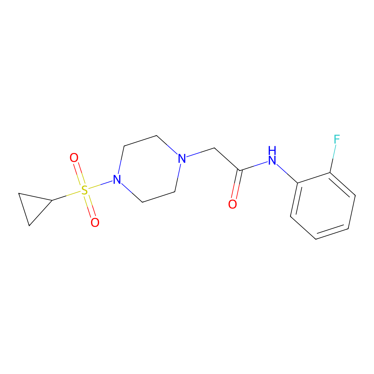 2-[4-(cyclopropanesulfonyl)piperazin-1-yl]-N-(2-fluorophenyl)acetamide molecular structure, CAS 2640953-03-1