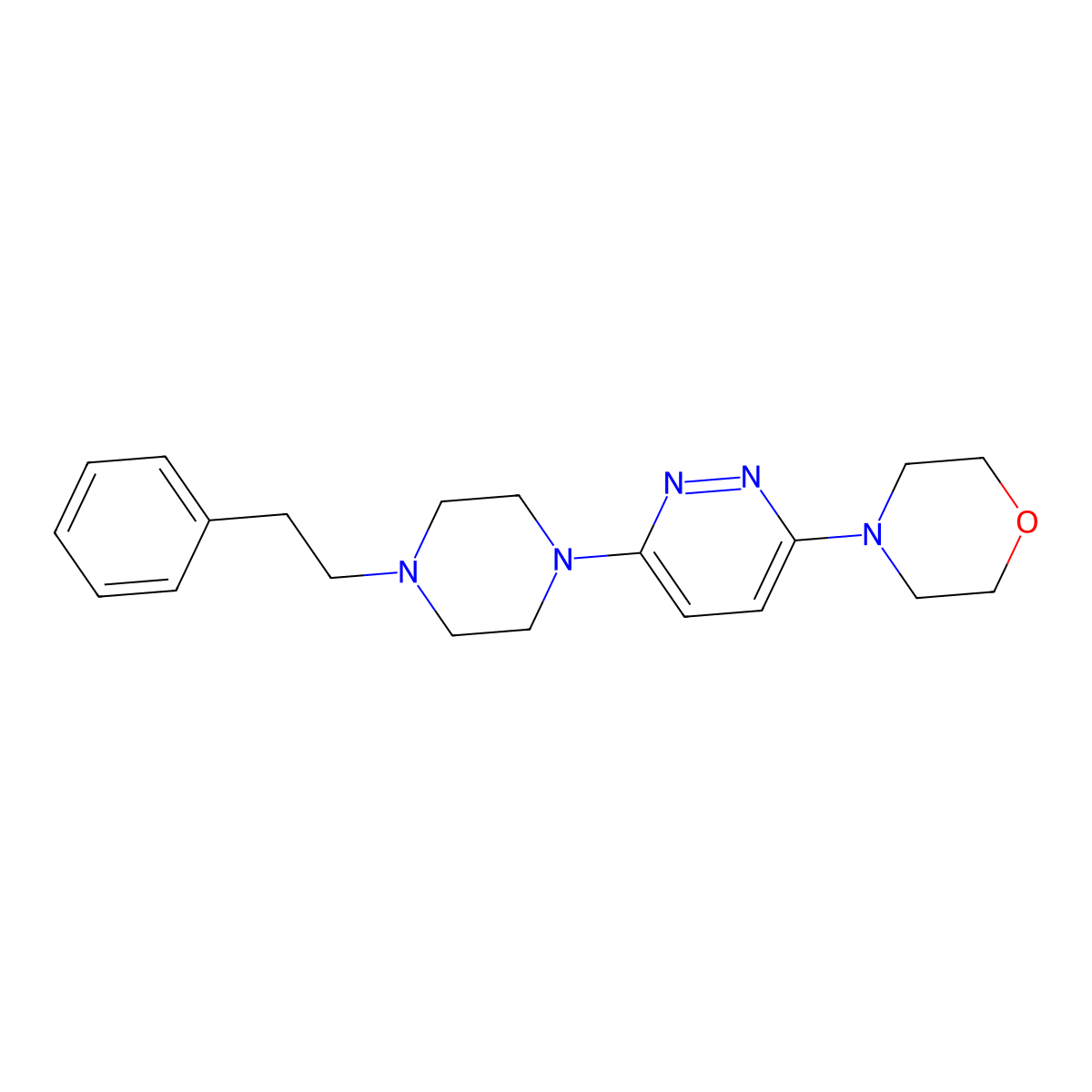 4-{6-[4-(2-Phenylethyl)piperazin-1-yl]pyridazin-3-yl}morpholine molecular structure, CAS 2640953-06-4