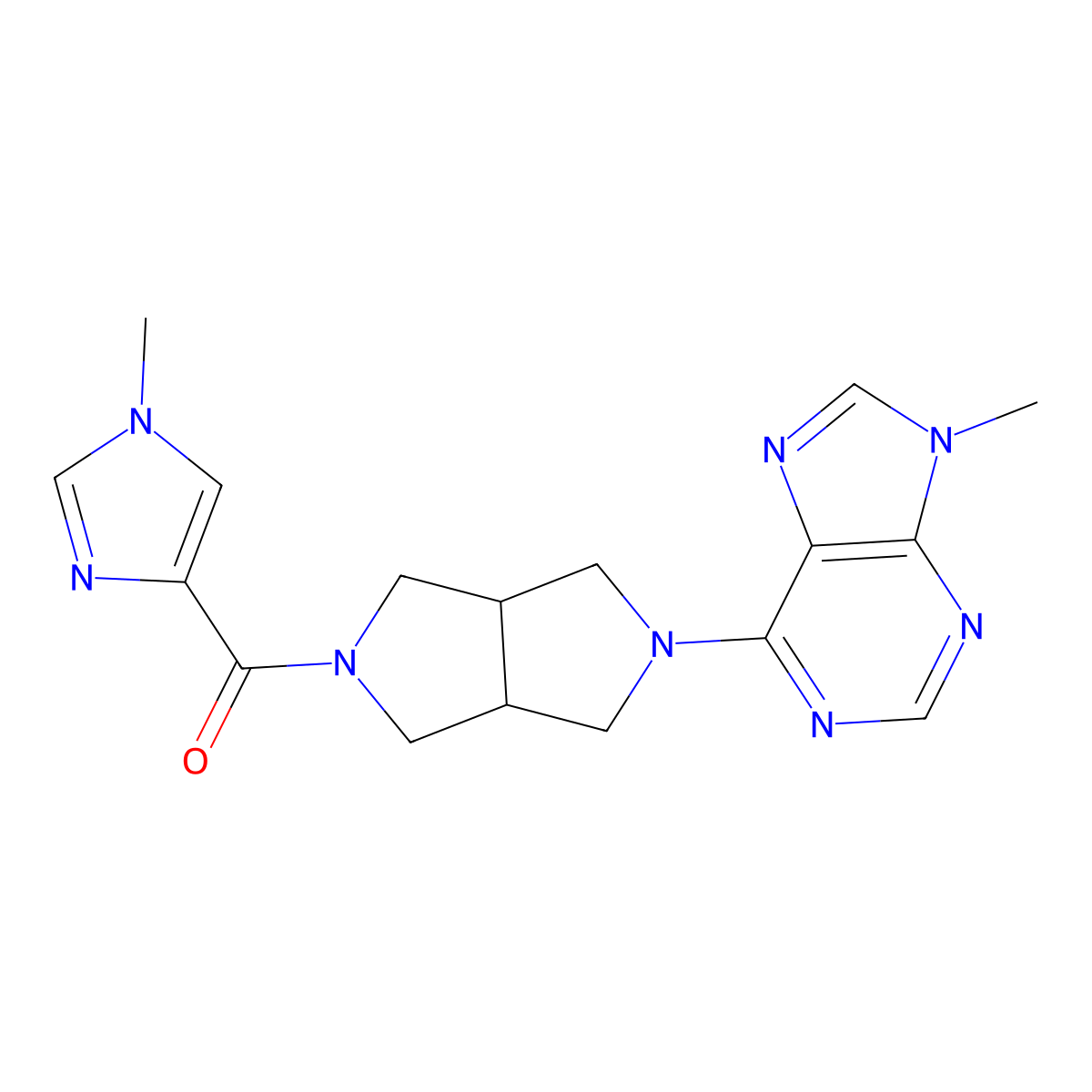 9-methyl-6-[5-(1-methyl-1H-imidazole-4-carbonyl)-octahydropyrrolo[3,4-c]pyrrol-2-yl]-9H-purine molecular structure, CAS 2640953-09-7