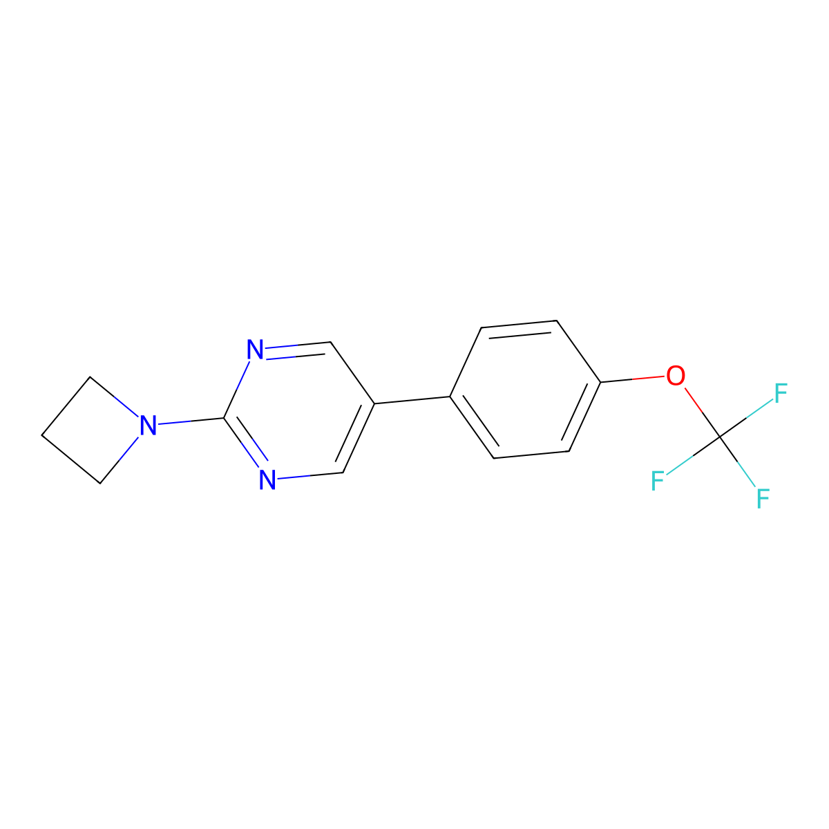 2-(Azetidin-1-yl)-5-[4-(trifluoromethoxy)phenyl]pyrimidine molecular structure, CAS 2640953-11-1