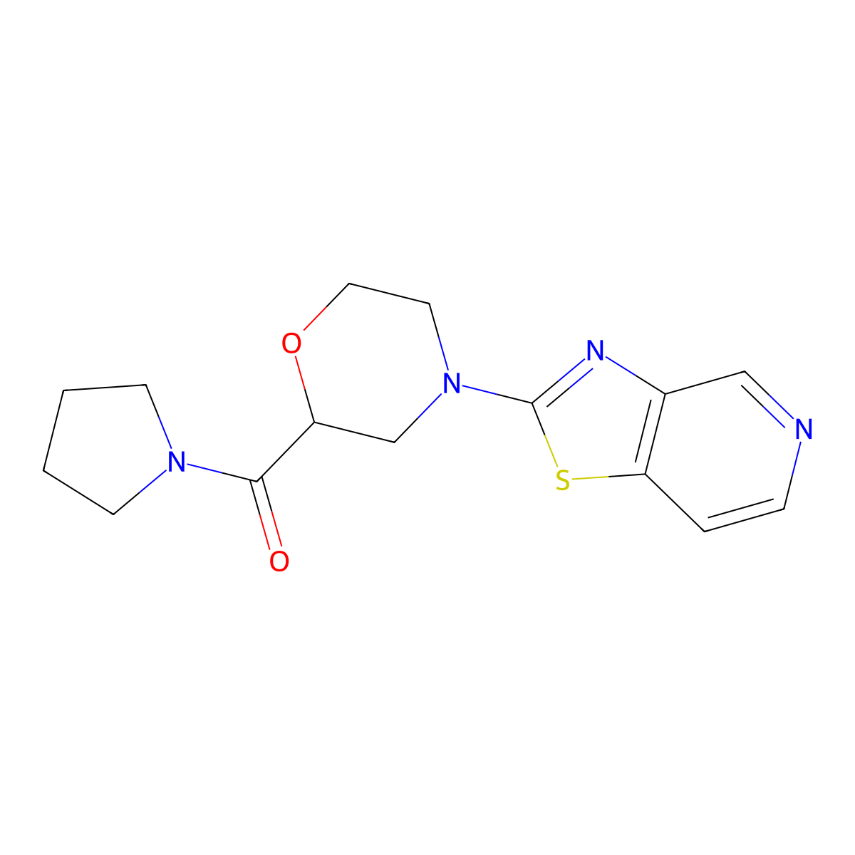 2-(Pyrrolidine-1-carbonyl)-4-{[1,3]thiazolo[4,5-c]pyridin-2-yl}morpholine molecular structure, CAS 2640953-13-3
