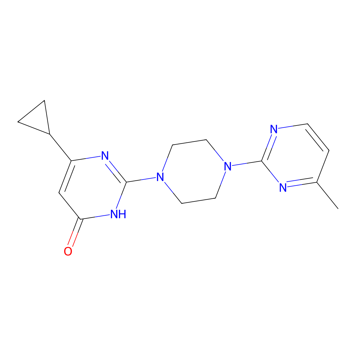 6-Cyclopropyl-2-[4-(4-methylpyrimidin-2-yl)piperazin-1-yl]-3,4-dihydropyrimidin-4-one molecular structure, CAS 2640953-17-7