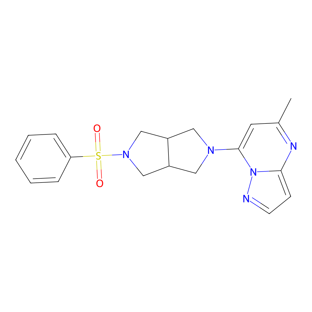 7-[5-(Benzenesulfonyl)-octahydropyrrolo[3,4-c]pyrrol-2-yl]-5-methylpyrazolo[1,5-a]pyrimidine molecular structure, CAS 2640953-18-8
