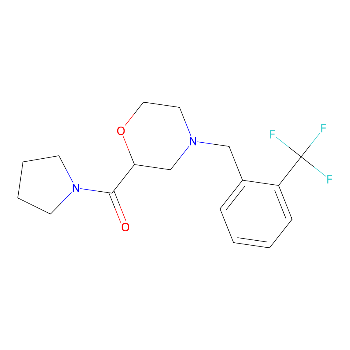 2-(Pyrrolidine-1-carbonyl)-4-{[2-(trifluoromethyl)phenyl]methyl}morpholine molecular structure, CAS 2640953-24-6