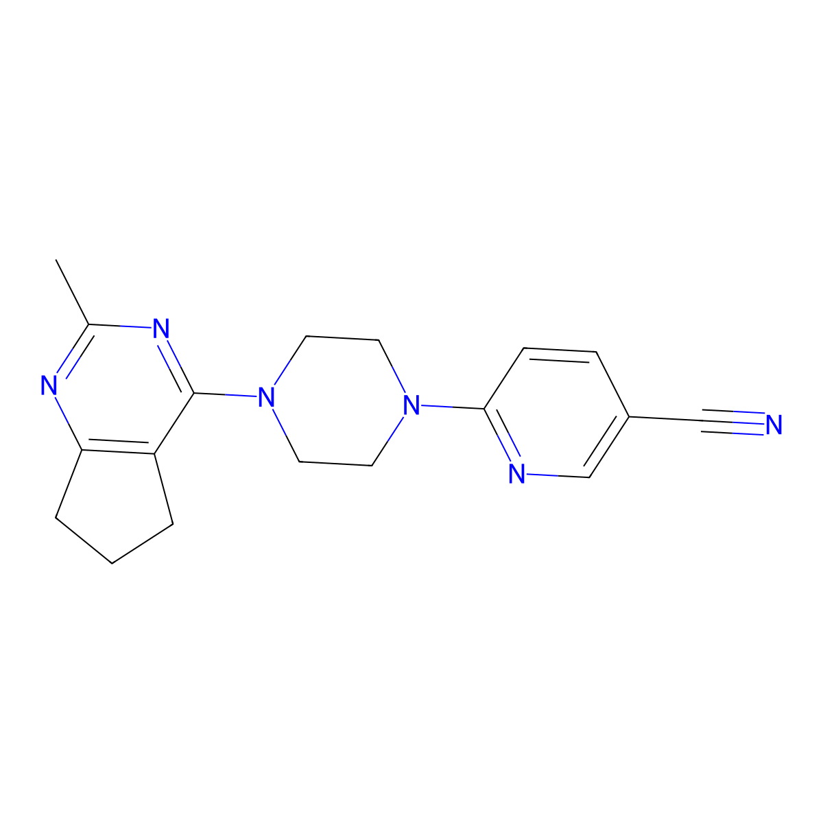 6-(4-{2-methyl-5H,6H,7H-cyclopenta[d]pyrimidin-4-yl}piperazin-1-yl)pyridine-3-carbonitrile molecular structure, CAS 2640953-38-2