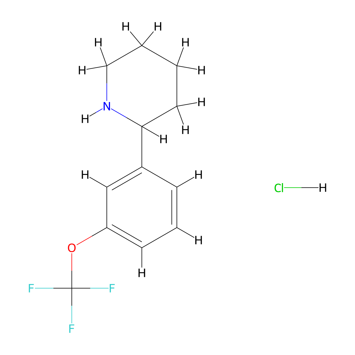 2-[3-(Trifluoromethoxy)phenyl]piperidine hydrochloride molecular structure, CAS 2640953-40-6