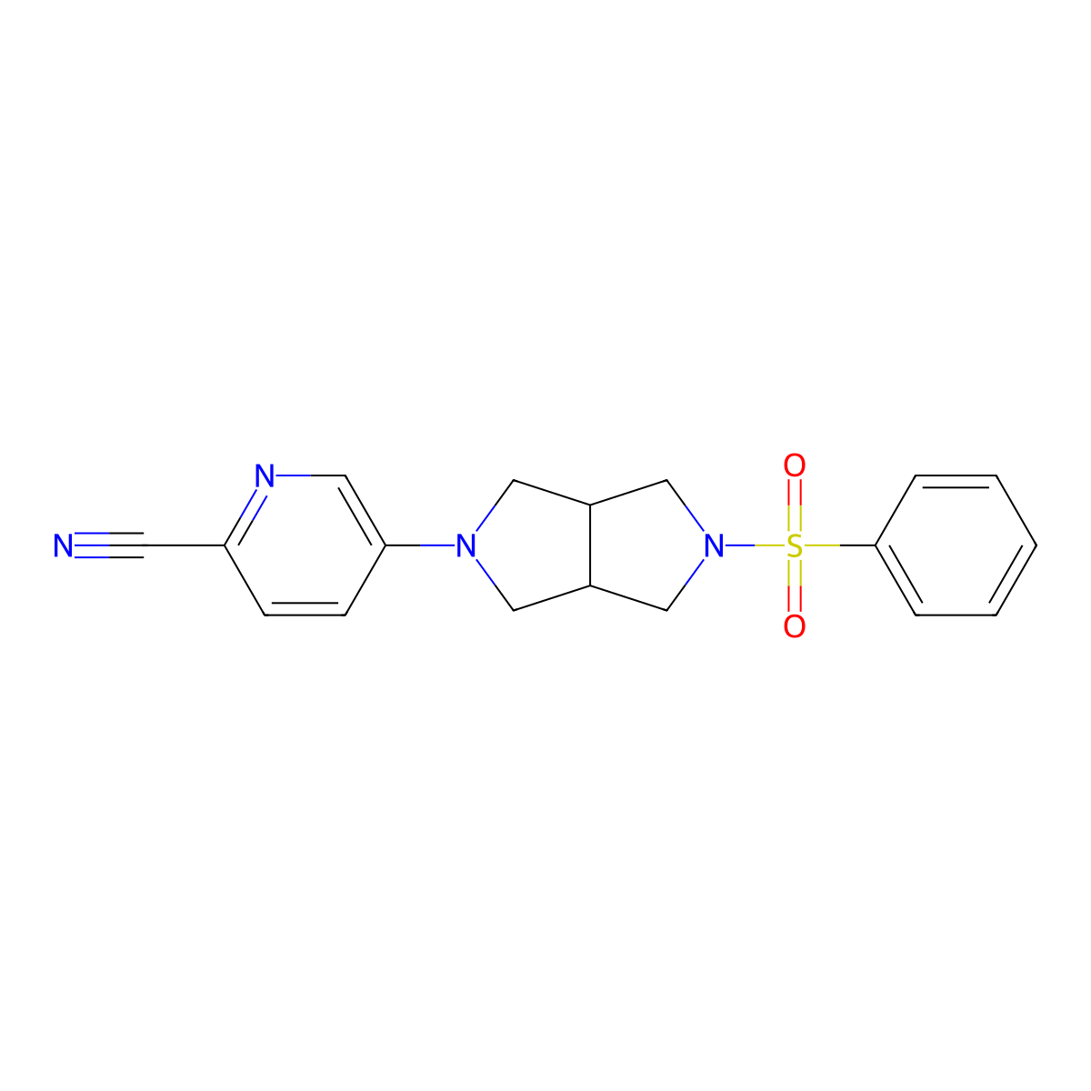 5-[5-(Benzenesulfonyl)-octahydropyrrolo[3,4-c]pyrrol-2-yl]pyridine-2-carbonitrile molecular structure, CAS 2640953-49-5