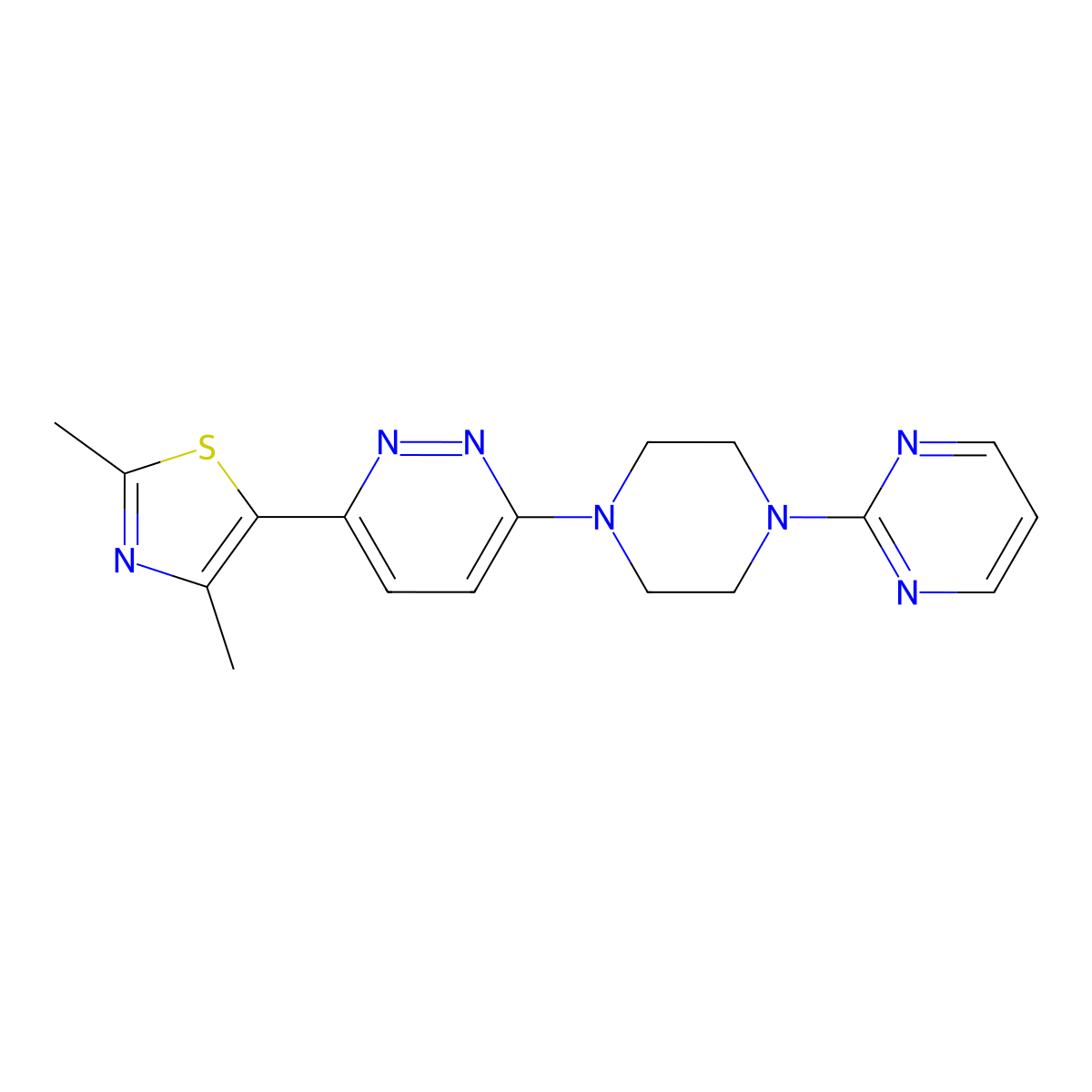 3-(2,4-Dimethyl-1,3-thiazol-5-yl)-6-[4-(pyrimidin-2-yl)piperazin-1-yl]pyridazine molecular structure, CAS 2640953-57-5
