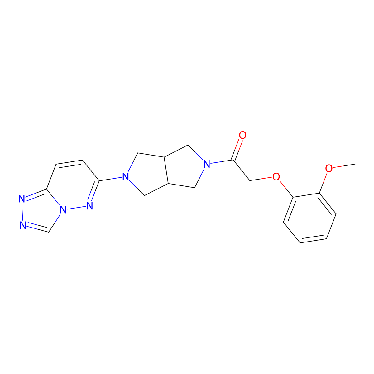 2-(2-Methoxyphenoxy)-1-(5-{[1,2,4]triazolo[4,3-b]pyridazin-6-yl}-octahydropyrrolo[3,4-c]pyrrol-2-yl)ethan-1-one molecular structure, CAS 2640953-59-7