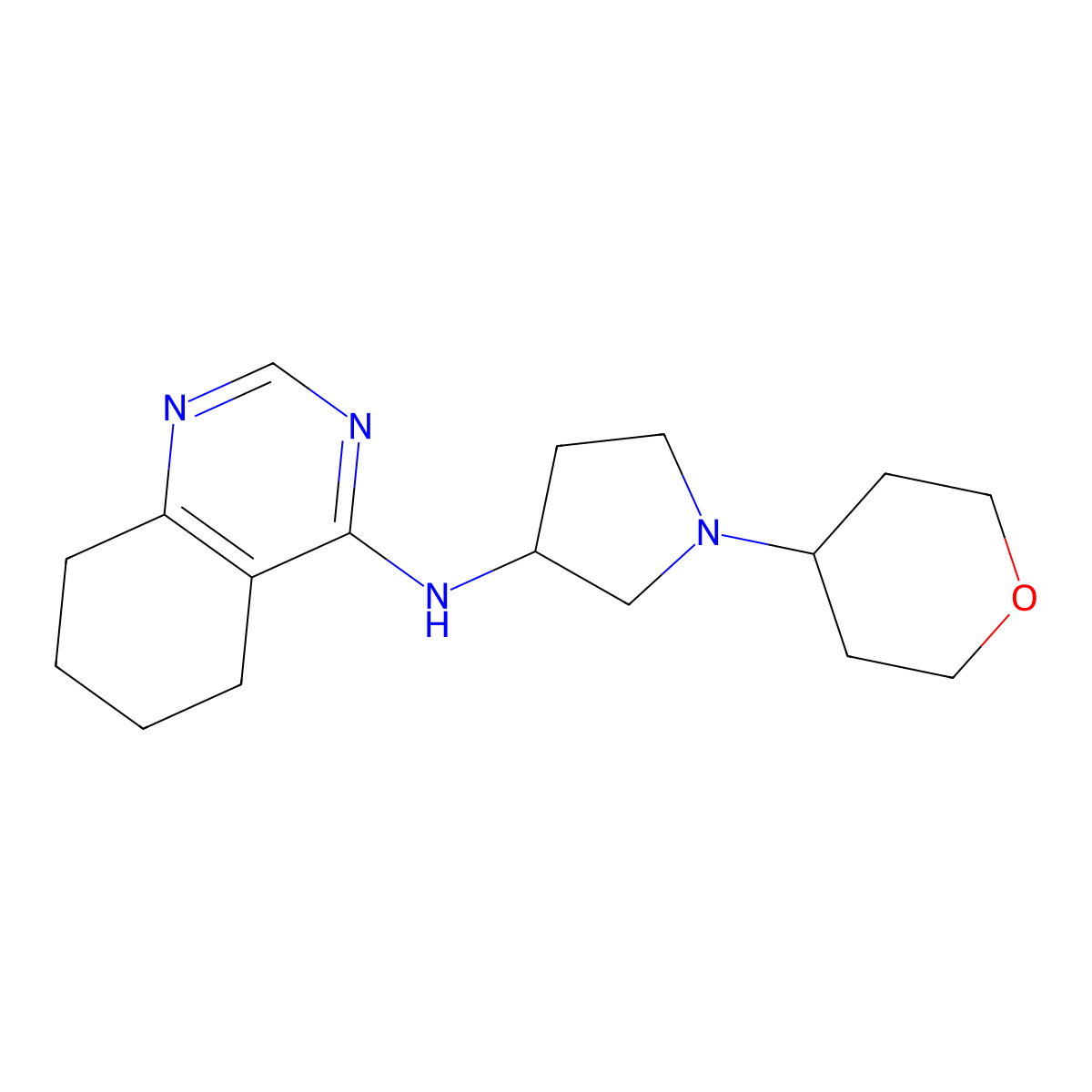 N-[1-(oxan-4-yl)pyrrolidin-3-yl]-5,6,7,8-tetrahydroquinazolin-4-amine molecular structure, CAS 2640953-65-5