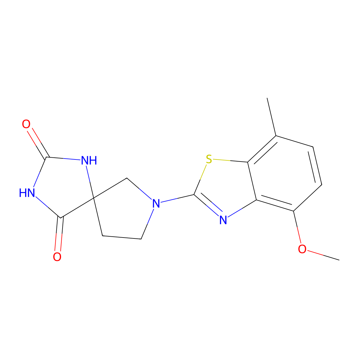 7-(4-Methoxy-7-methyl-1,3-benzothiazol-2-yl)-1,3,7-triazaspiro[4.4]nonane-2,4-dione molecular structure, CAS 2640953-74-6
