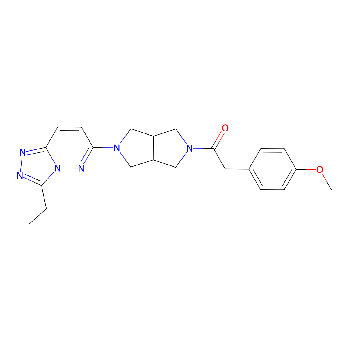 1-(5-{3-Ethyl-[1,2,4]triazolo[4,3-b]pyridazin-6-yl}-octahydropyrrolo[3,4-c]pyrrol-2-yl)-2-(4-methoxyphenyl)ethan-1-one molecular structure, CAS 2640953-78-0