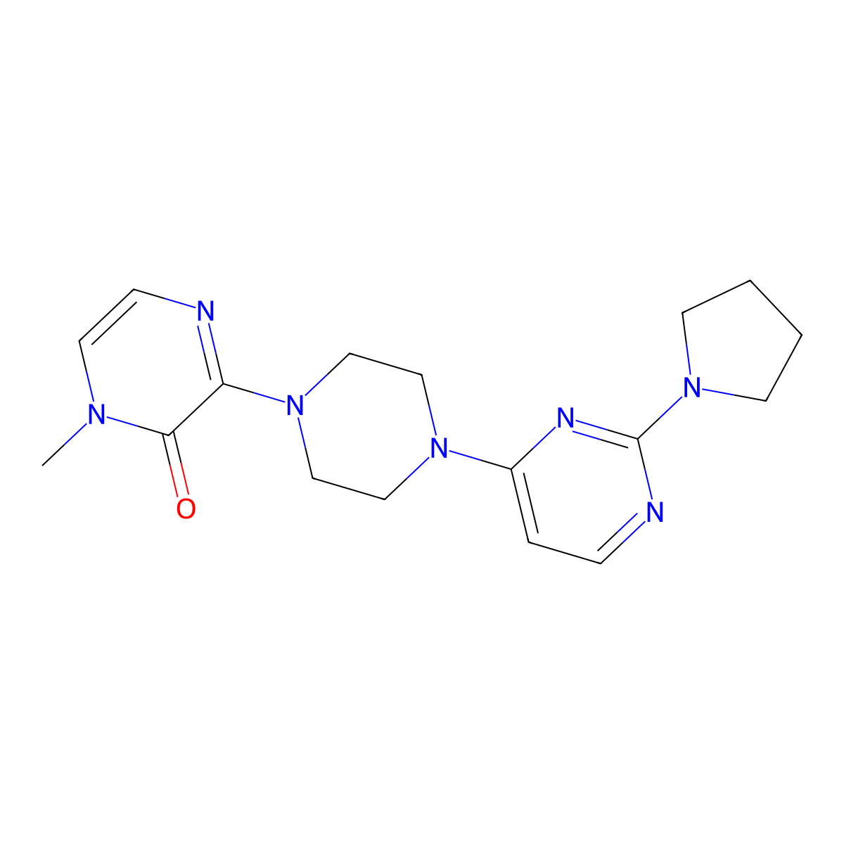 1-Methyl-3-{4-[2-(pyrrolidin-1-yl)pyrimidin-4-yl]piperazin-1-yl}-1,2-dihydropyrazin-2-one molecular structure, CAS 2640953-80-4