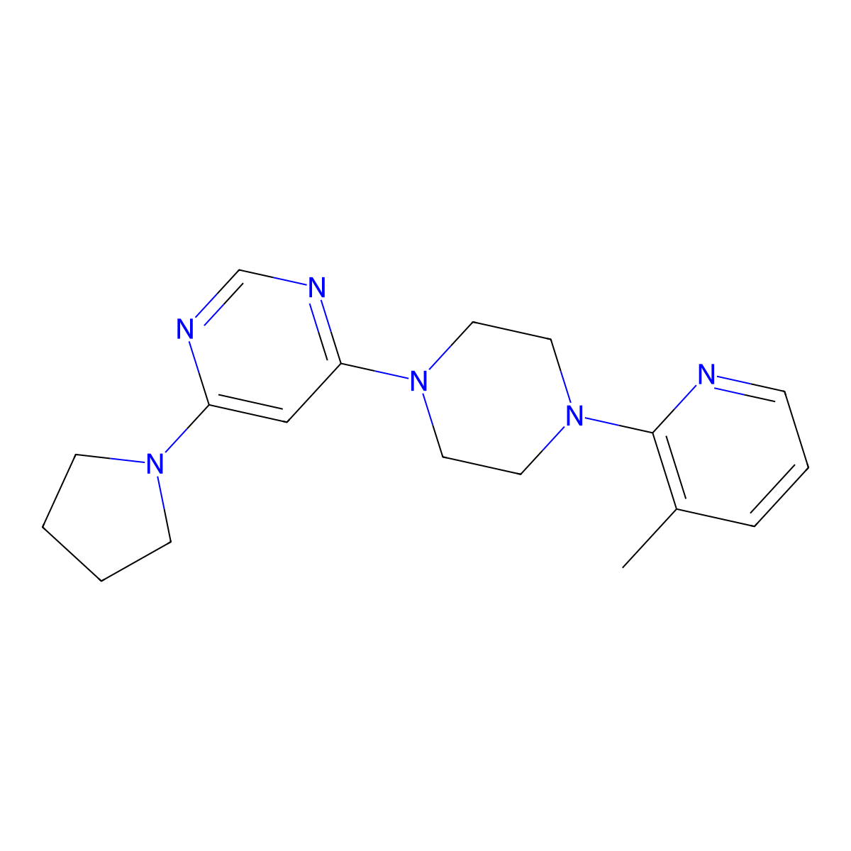 4-[4-(3-Methylpyridin-2-yl)piperazin-1-yl]-6-(pyrrolidin-1-yl)pyrimidine molecular structure, CAS 2640953-84-8