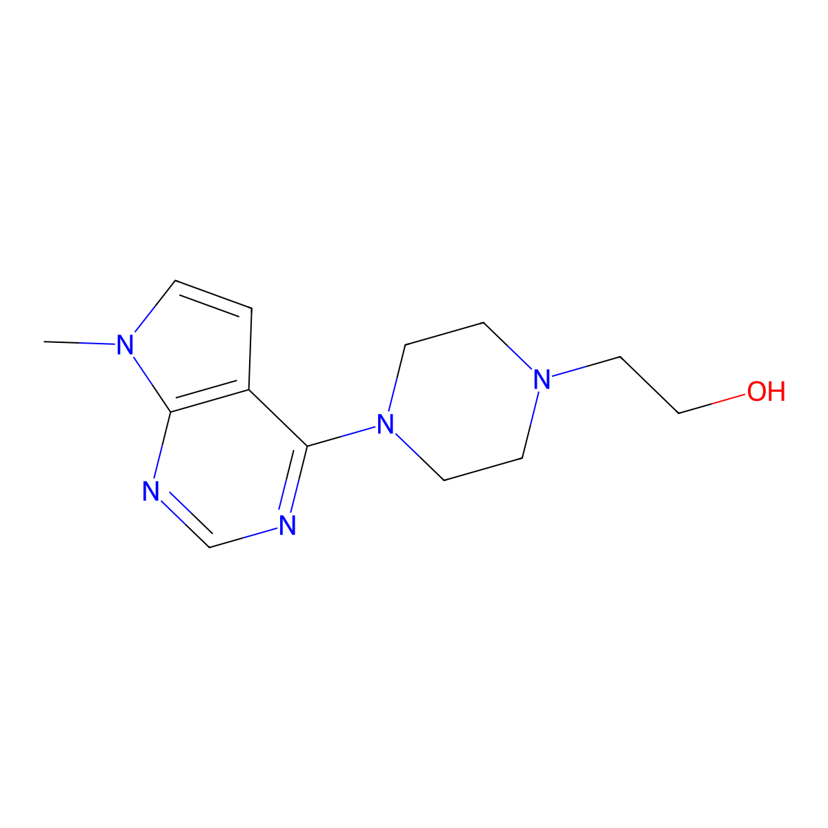 2-(4-{7-methyl-7H-pyrrolo[2,3-d]pyrimidin-4-yl}piperazin-1-yl)ethan-1-ol molecular structure, CAS 2640953-97-3