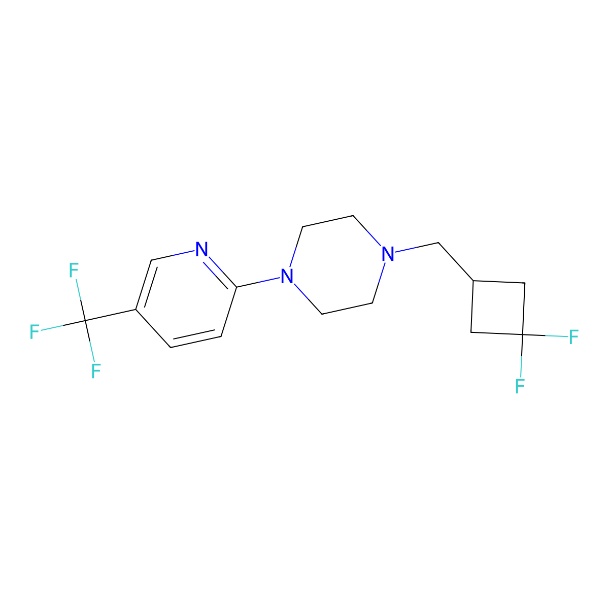 1-[(3,3-Difluorocyclobutyl)methyl]-4-[5-(trifluoromethyl)pyridin-2-yl]piperazine molecular structure, CAS 2640953-98-4
