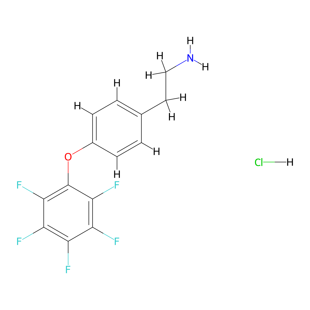 2-[4-(2,3,4,5,6-Pentafluorophenoxy)phenyl]ethan-1-amine hydrochloride molecular structure, CAS 2640954-10-3
