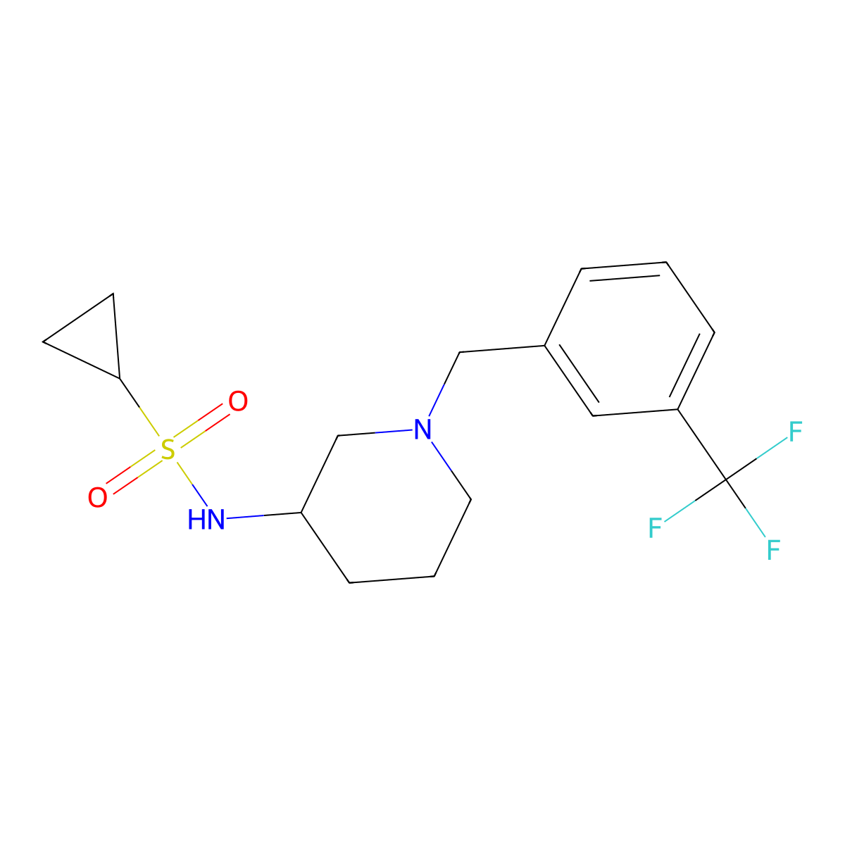 N-(1-{[3-(trifluoromethyl)phenyl]methyl}piperidin-3-yl)cyclopropanesulfonamide molecular structure, CAS 2640954-14-7