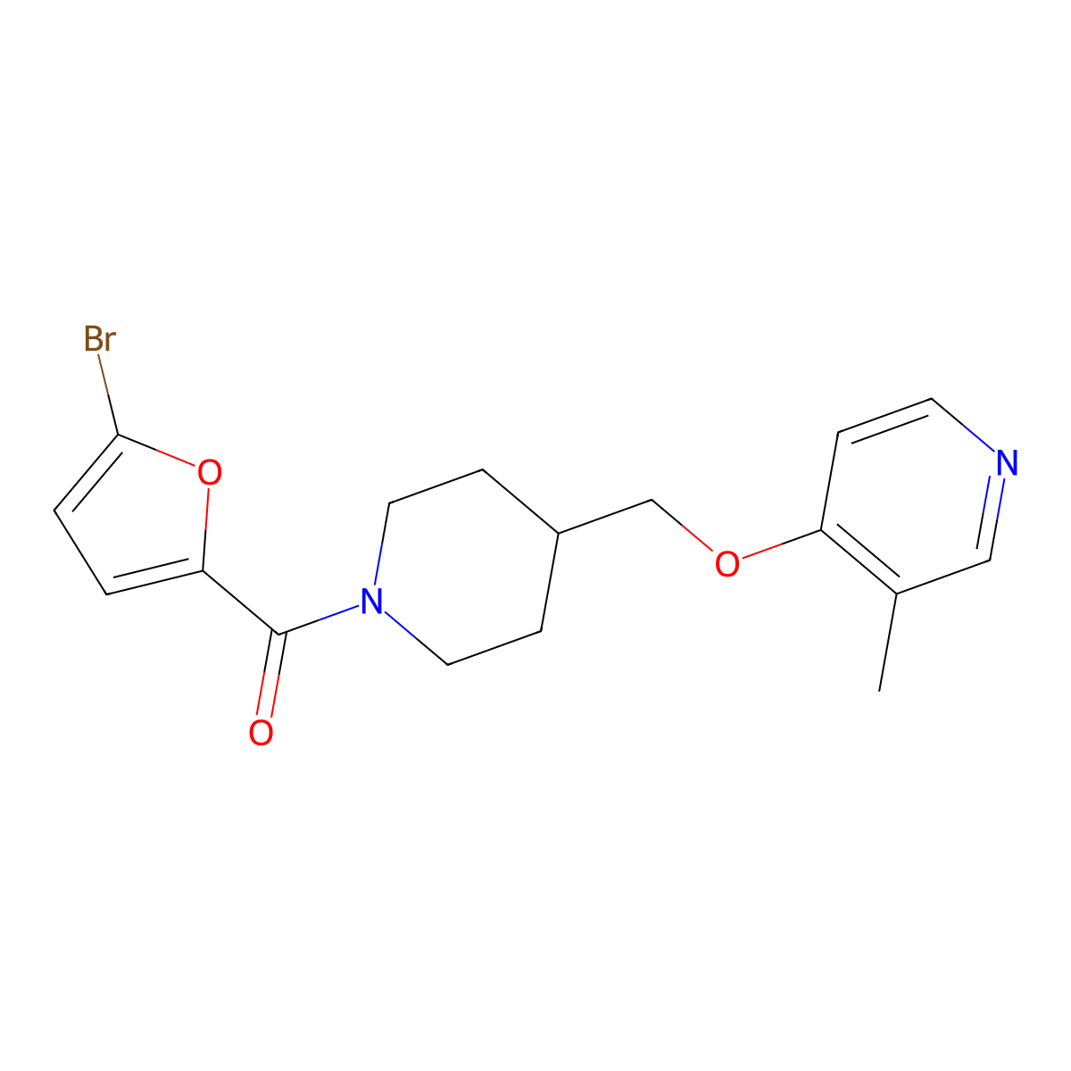4-{[1-(5-Bromofuran-2-carbonyl)piperidin-4-yl]methoxy}-3-methylpyridine molecular structure, CAS 2640954-19-2