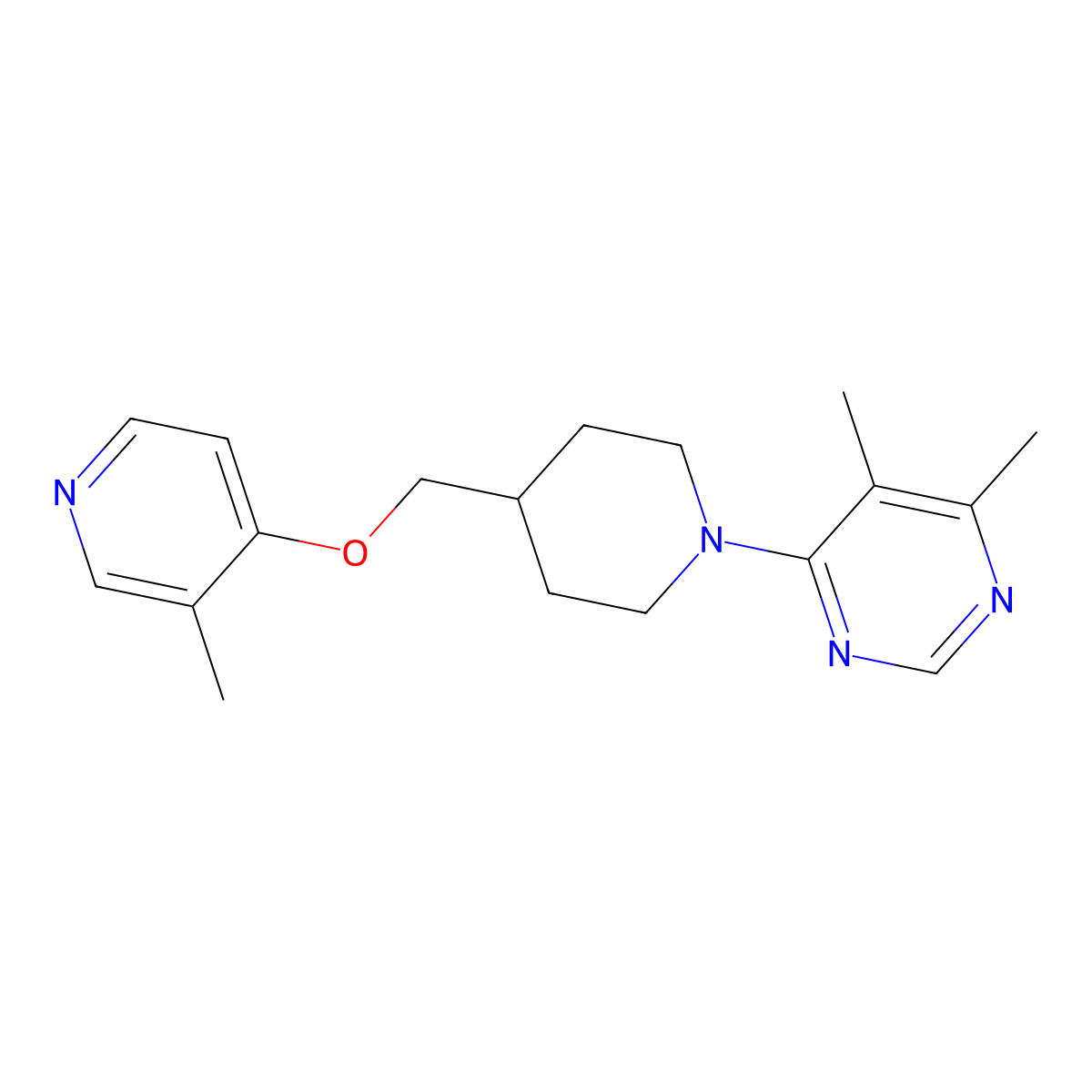 4,5-Dimethyl-6-(4-{[(3-methylpyridin-4-yl)oxy]methyl}piperidin-1-yl)pyrimidine molecular structure, CAS 2640954-25-0