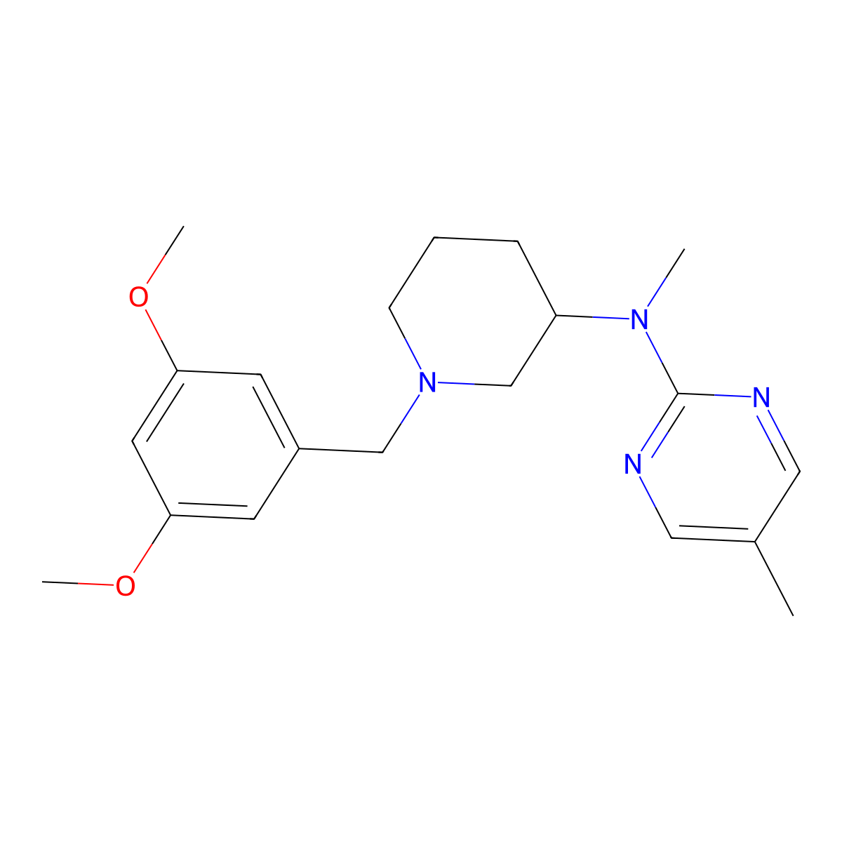 N-{1-[(3,5-dimethoxyphenyl)methyl]piperidin-3-yl}-N,5-dimethylpyrimidin-2-amine molecular structure, CAS 2640954-30-7
