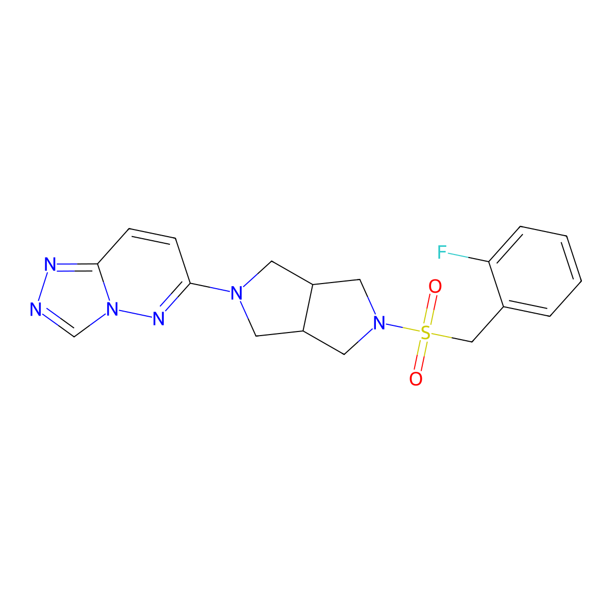 2-[(2-Fluorophenyl)methanesulfonyl]-5-{[1,2,4]triazolo[4,3-b]pyridazin-6-yl}-octahydropyrrolo[3,4-c]pyrrole molecular structure, CAS 2640954-32-9