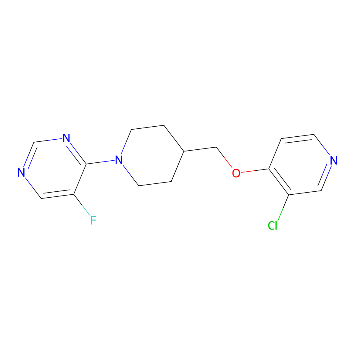4-(4-{[(3-Chloropyridin-4-yl)oxy]methyl}piperidin-1-yl)-5-fluoropyrimidine molecular structure, CAS 2640954-39-6