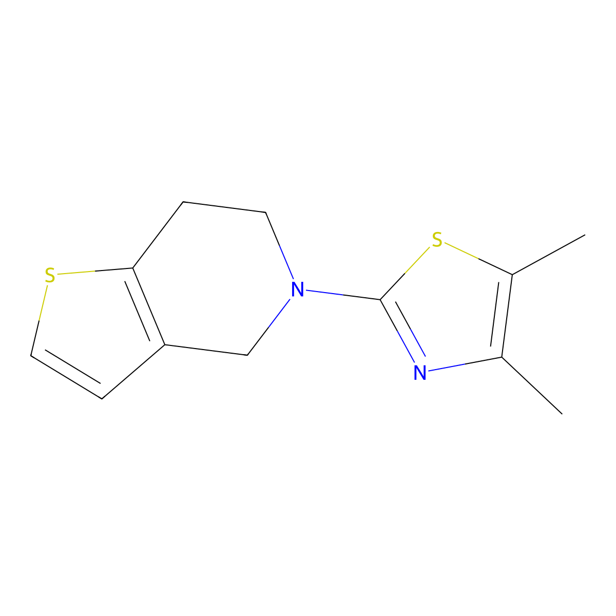 4,5-dimethyl-2-{4H,5H,6H,7H-thieno[3,2-c]pyridin-5-yl}-1,3-thiazole molecular structure, CAS 2640954-40-9