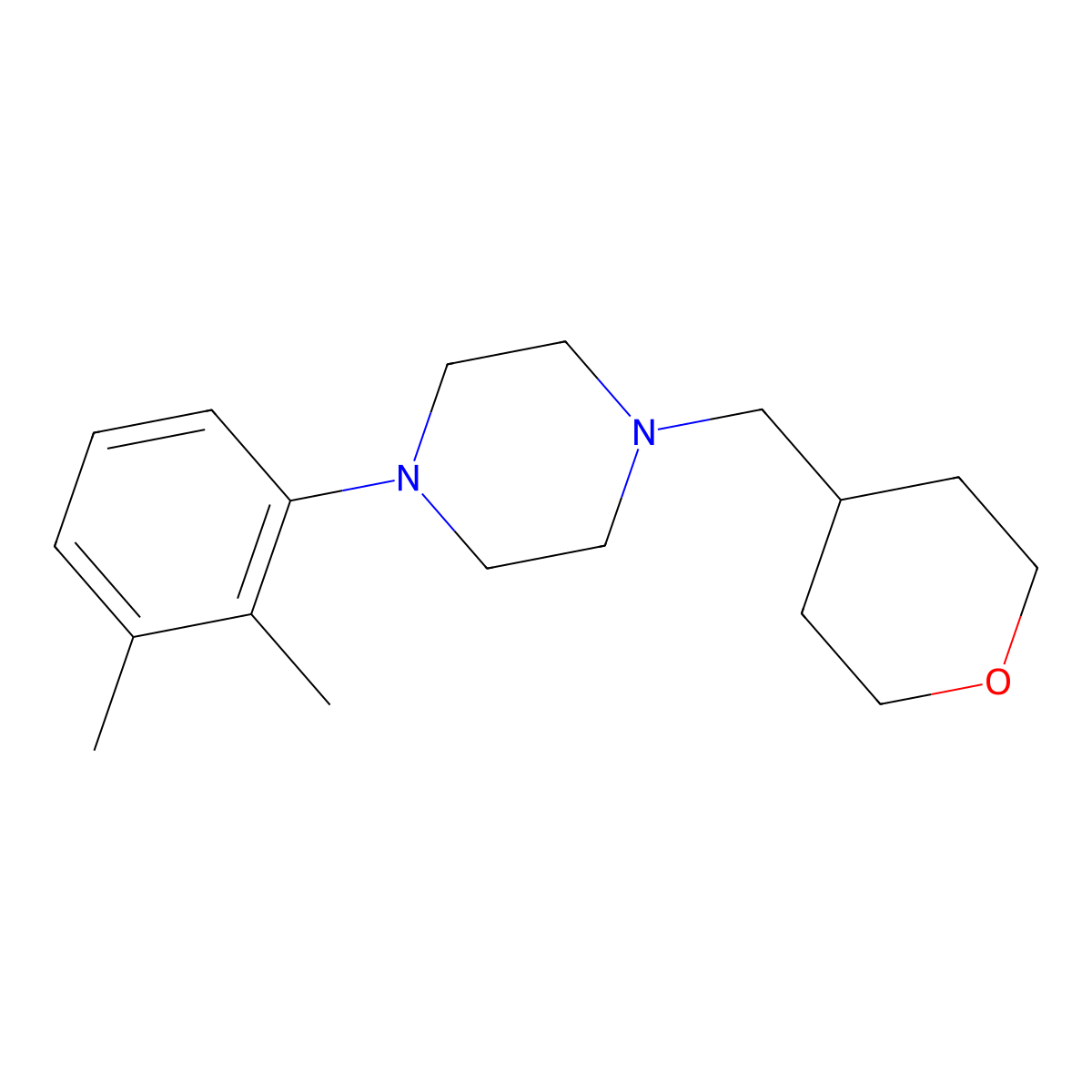 1-(2,3-Dimethylphenyl)-4-[(oxan-4-yl)methyl]piperazine molecular structure, CAS 2640954-43-2