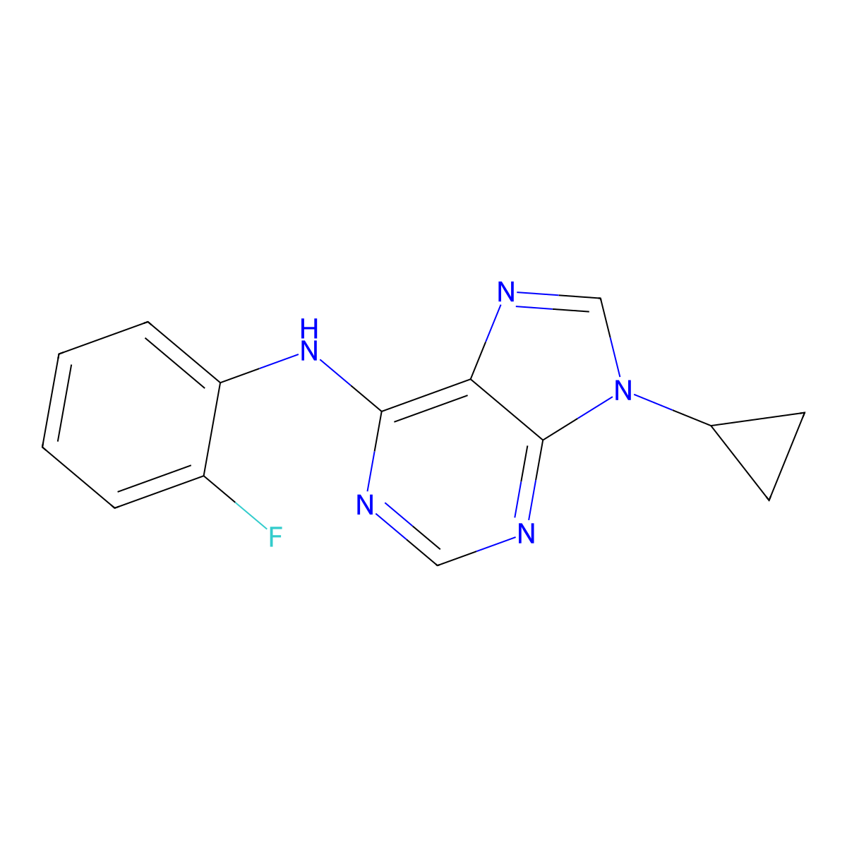 9-cyclopropyl-N-(2-fluorophenyl)-9H-purin-6-amine molecular structure, CAS 2640954-47-6