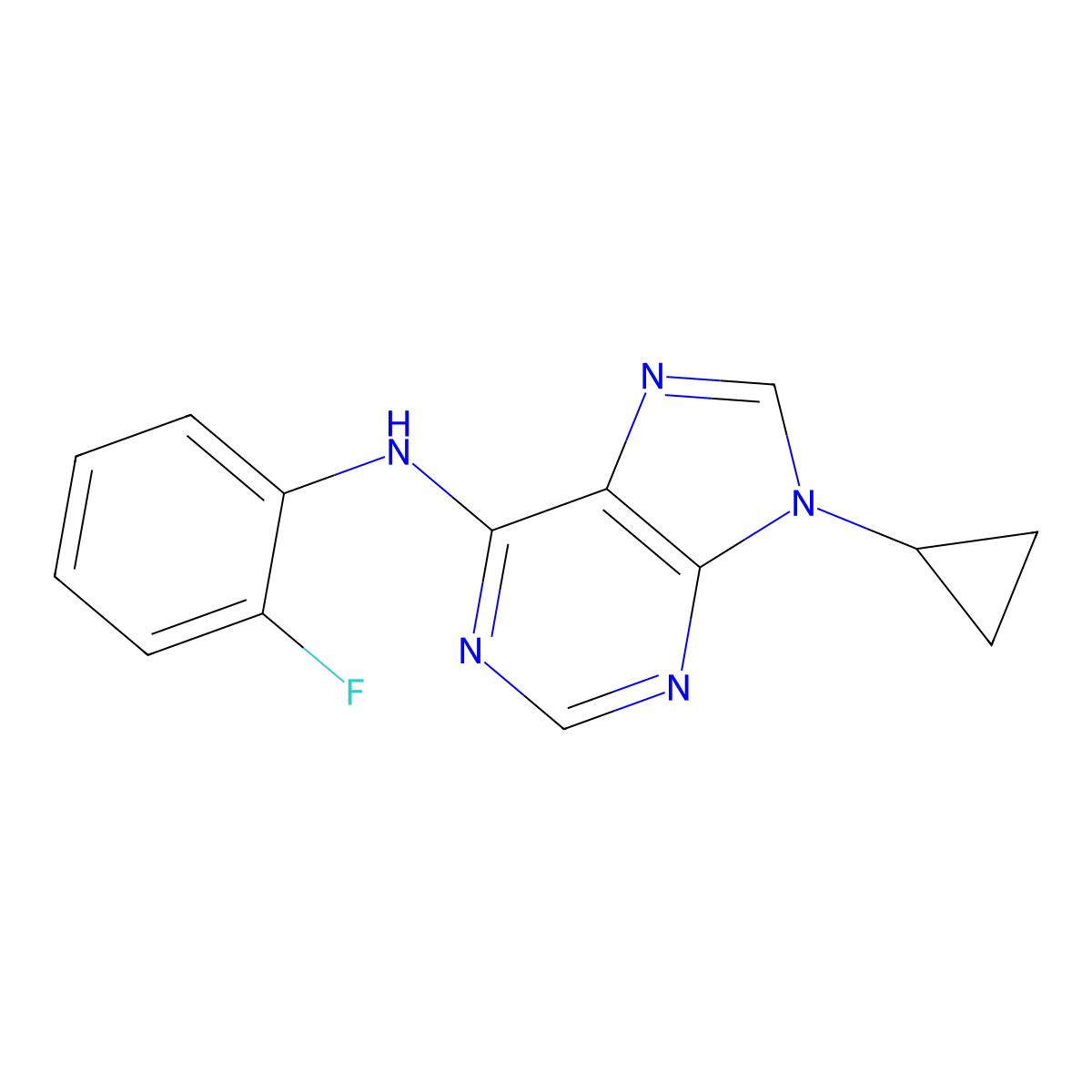 9-cyclopropyl-N-(2-fluorophenyl)-9H-purin-6-amine molecular structure, CAS 2640954-47-6